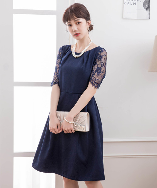 DRESS STAR ドレス 結婚式ワンピースレーススリーブワンピースドレス - 画像 (4)