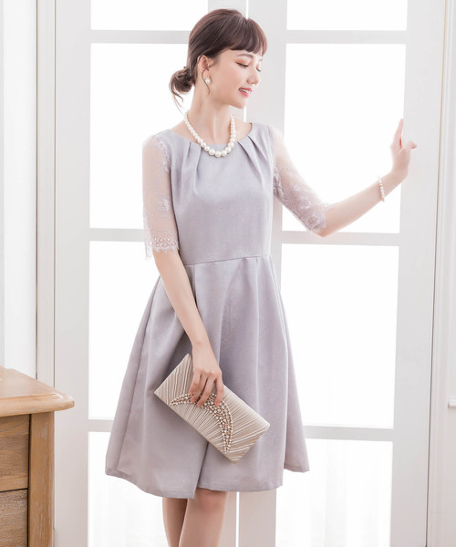 DRESS STAR ドレス 結婚式ワンピースレーススリーブワンピースドレス - 画像 (3)