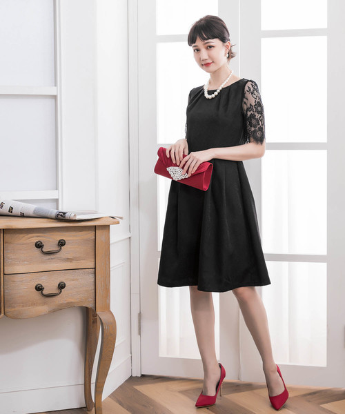 DRESS STAR ドレス 結婚式ワンピースレーススリーブワンピースドレス - 画像 (6)