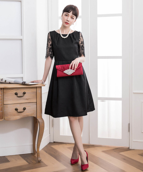 DRESS STAR ドレス 結婚式ワンピースレーススリーブワンピースドレス - 画像 (7)