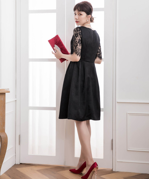 DRESS STAR ドレス 結婚式ワンピースレーススリーブワンピースドレス - 画像 (8)