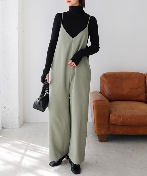 andme サロペット オーバーオール 「3サイズ展開」きれいめツイルワイドキャミサロペット レディース - 画像 (7)