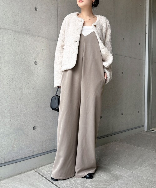 andme サロペット オーバーオール 「3サイズ展開」きれいめツイルワイドキャミサロペット レディース - 画像 (3)