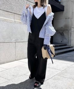 andme サロペット オーバーオール 「3サイズ展開」きれいめツイルワイドキャミサロペット レディース