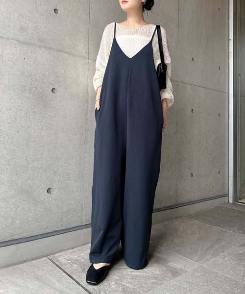 andme サロペット オーバーオール 「3サイズ展開」きれいめツイルワイドキャミサロペット レディース - 画像 (9)