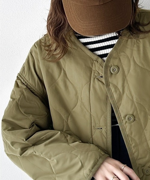 Java ジャケット ノーカラージャケット 「JaVaジャバ コラボ」大人のこなれ感。 ノーカラー オーバーサイズ キルティング コート レディース - 画像 (5)