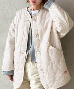 Java ジャケット ノーカラージャケット 「JaVaジャバ コラボ」大人のこなれ感。 ノーカラー オーバーサイズ キルティング コート レディース