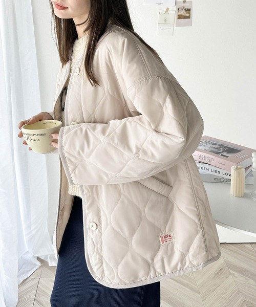 Java ジャケット ノーカラージャケット 「JaVaジャバ コラボ」大人のこなれ感。 ノーカラー オーバーサイズ キルティング コート レディース - 画像 (9)