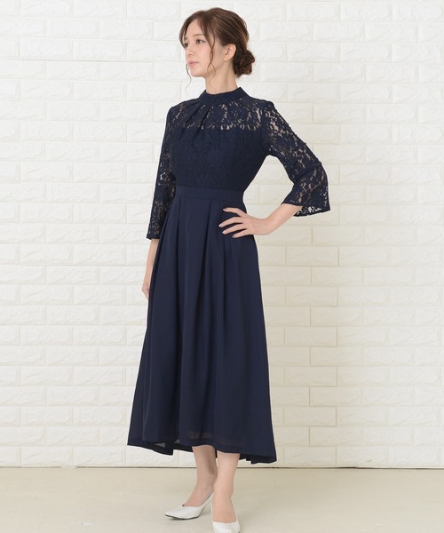 Lace Ladies ドレス フィッシュテール レース袖 ワンピースドレス - 画像 (5)