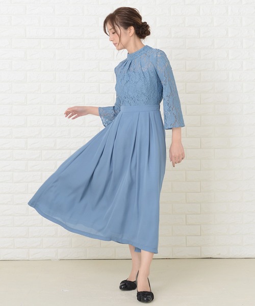 Lace Ladies ドレス フィッシュテール レース袖 ワンピースドレス - 画像 (6)