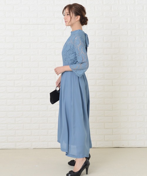 Lace Ladies ドレス フィッシュテール レース袖 ワンピースドレス - 画像 (7)