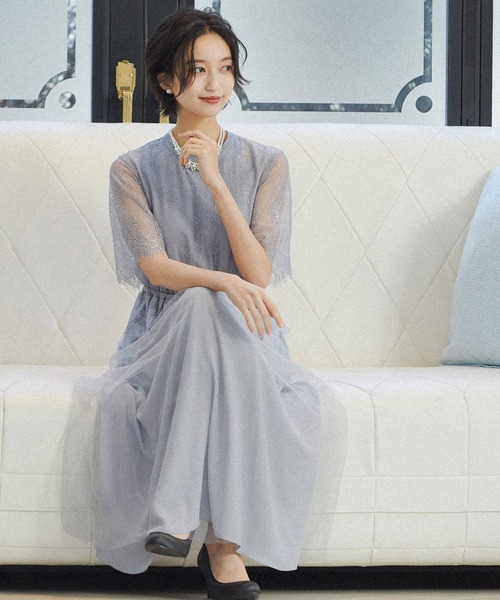 niana ドレス スカラップレースパーティードレス