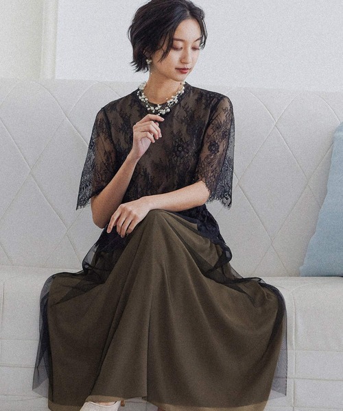 niana ドレス スカラップレースパーティードレス - 画像 (3)