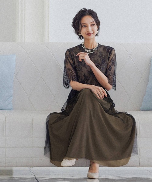 niana ドレス スカラップレースパーティードレス - 画像 (4)