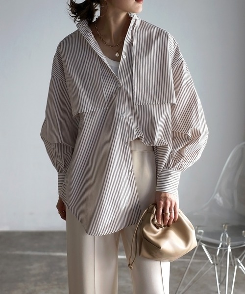 Bonjour Sagan ブラウス シャツ フライヨークストライプシャツ レディース - 画像 (3)