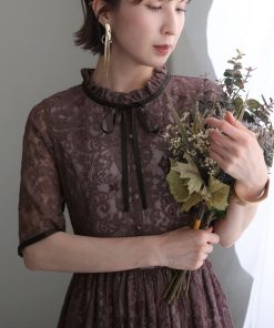 atlo ドレス 結婚式 パーティードレス モールレースミモレ丈＆七分袖大きいサイズフォーマルオケージョンドレスお呼ばれ 二次会 成人式