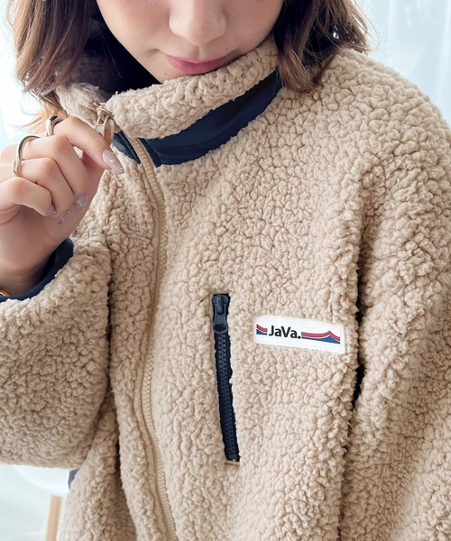 Java ブルゾン アウター 「JaVa ジャバコラボ」レトロ×スポーツMIX。JaVaワッペン付き配色ボアブルゾン レディース - 画像 (4)