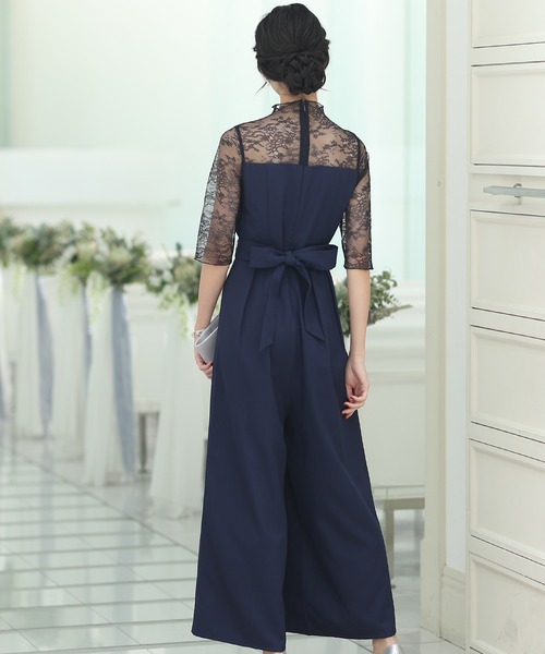 PourVous パンツドレス テーパードパンツフォーマルお呼ばれロング丈&結婚式ビスチェオールインワン パーティー オケージョンドレス 七五三 ママ お - 画像 (6)