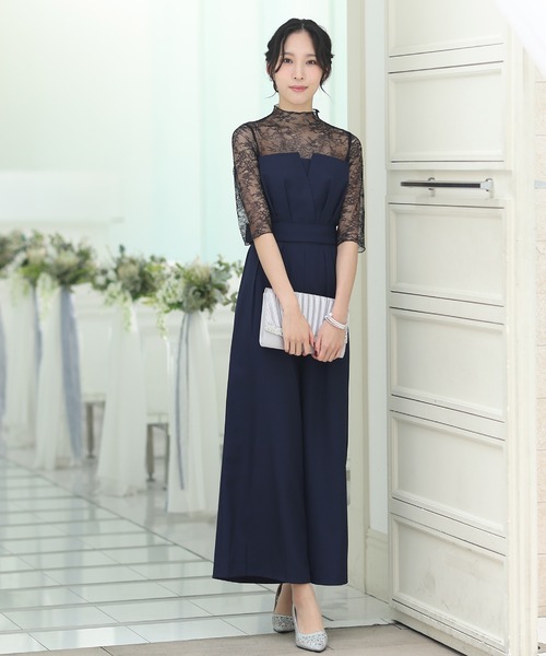 PourVous パンツドレス テーパードパンツフォーマルお呼ばれロング丈&結婚式ビスチェオールインワン パーティー オケージョンドレス 七五三 ママ お - 画像 (8)