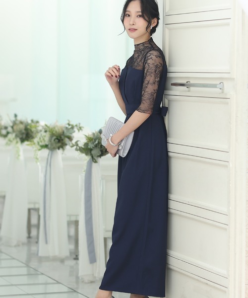 PourVous パンツドレス テーパードパンツフォーマルお呼ばれロング丈&結婚式ビスチェオールインワン パーティー オケージョンドレス 七五三 ママ お - 画像 (9)