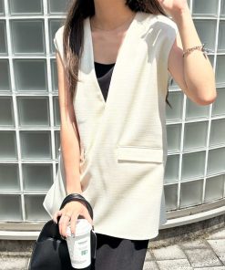 GeeRA ベスト ジレ リネンライクスラブプルオーバーベスト レディース