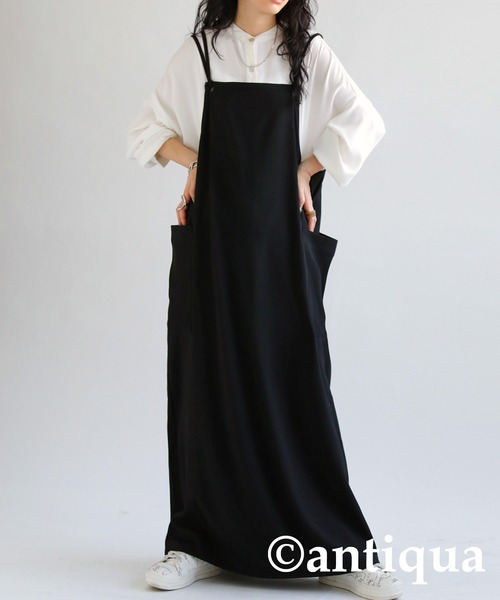 antiqua サロペット オーバーオール ビッグポケットサロペットスカート レディース