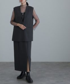 atlo ドレス ミモレ丈＆袖ありフォーマルジレ付きセレモニー結婚式 パーティードレス 同窓会オケージョンドレスワンピースお呼ばれ 二次会 成人式 謝恩会 20