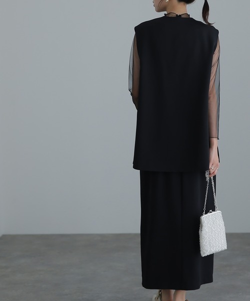 atlo ドレス ミモレ丈&袖ありフォーマルジレ付きセレモニー結婚式 パーティードレス 同窓会オケージョンドレスワンピースお呼ばれ 二次会 成人式 謝恩会 20 - 画像 (5)