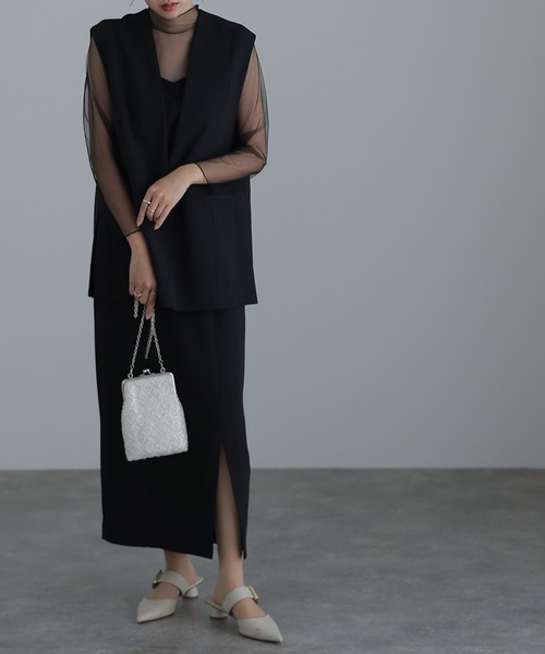 atlo ドレス ミモレ丈&袖ありフォーマルジレ付きセレモニー結婚式 パーティードレス 同窓会オケージョンドレスワンピースお呼ばれ 二次会 成人式 謝恩会 20 - 画像 (6)