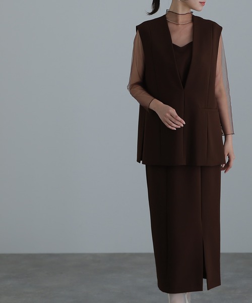 atlo ドレス ミモレ丈&袖ありフォーマルジレ付きセレモニー結婚式 パーティードレス 同窓会オケージョンドレスワンピースお呼ばれ 二次会 成人式 謝恩会 20 - 画像 (7)