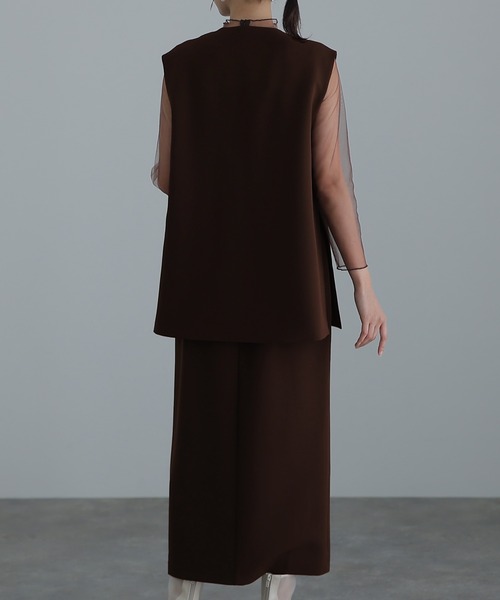 atlo ドレス ミモレ丈&袖ありフォーマルジレ付きセレモニー結婚式 パーティードレス 同窓会オケージョンドレスワンピースお呼ばれ 二次会 成人式 謝恩会 20 - 画像 (9)