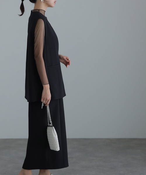 atlo ドレス ミモレ丈&袖ありフォーマルジレ付きセレモニー結婚式 パーティードレス 同窓会オケージョンドレスワンピースお呼ばれ 二次会 成人式 謝恩会 20 - 画像 (4)