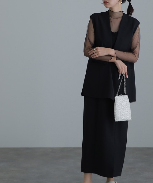 atlo ドレス ミモレ丈&袖ありフォーマルジレ付きセレモニー結婚式 パーティードレス 同窓会オケージョンドレスワンピースお呼ばれ 二次会 成人式 謝恩会 20 - 画像 (3)