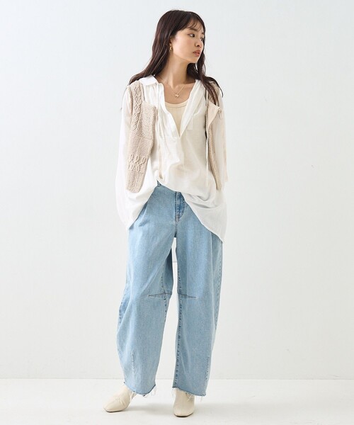 FREAK'S STORE ブラウス シャツ インド 丸襟 スモック レディース - 画像 (3)