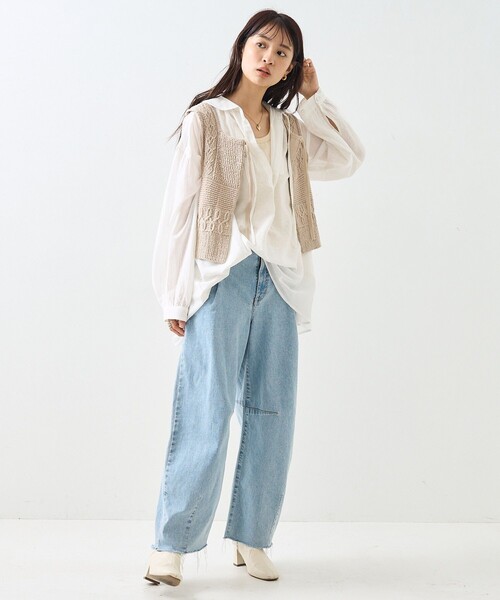 FREAK'S STORE ブラウス シャツ インド 丸襟 スモック レディース - 画像 (4)