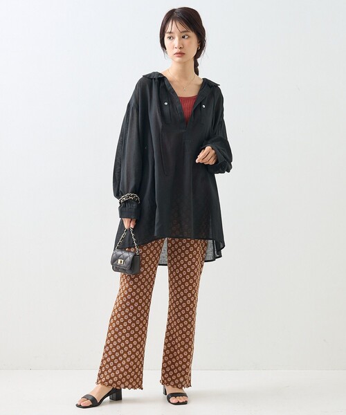 FREAK'S STORE ブラウス シャツ インド 丸襟 スモック レディース - 画像 (6)