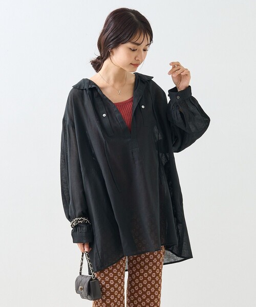 FREAK'S STORE ブラウス シャツ インド 丸襟 スモック レディース - 画像 (8)