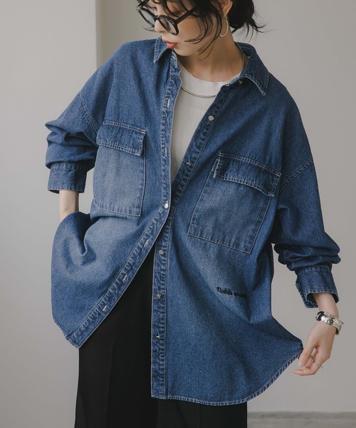 210nouve ブラウス シャツ 「秋の新色追加!」デニム オーバーサイズ ジャケット レディース