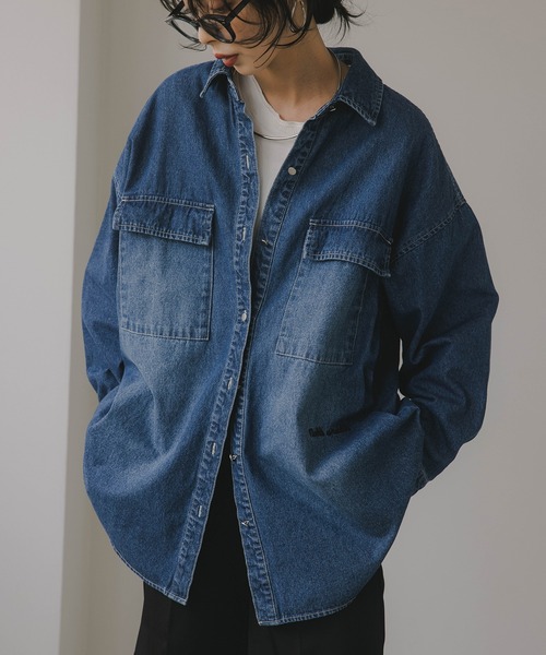210nouve ブラウス シャツ 「秋の新色追加!」デニム オーバーサイズ ジャケット レディース - 画像 (7)