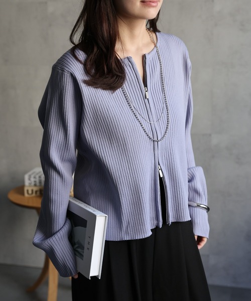 ap retro ニット セーター Wジップリブニットカーディガン レディース - 画像 (7)