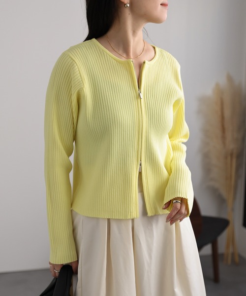 ap retro ニット セーター Wジップリブニットカーディガン レディース - 画像 (9)