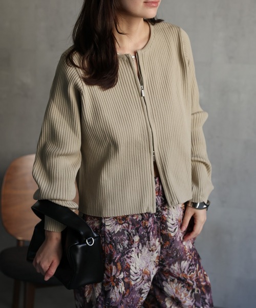 ap retro ニット セーター Wジップリブニットカーディガン レディース - 画像 (5)