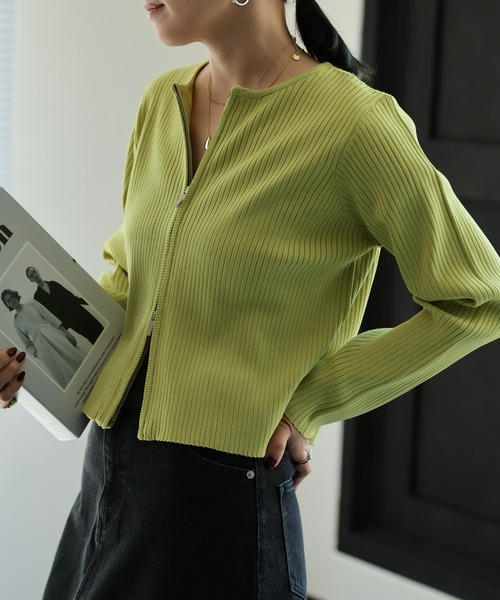 ap retro ニット セーター Wジップリブニットカーディガン レディース - 画像 (8)