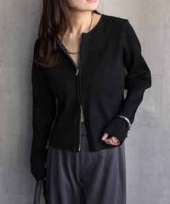 ap retro ニット セーター Wジップリブニットカーディガン レディース