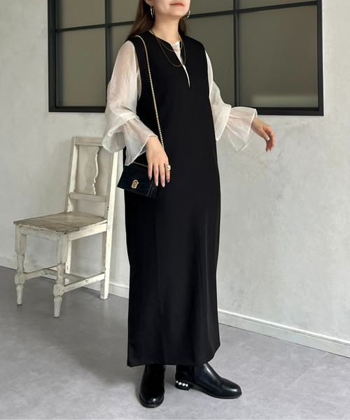 prose verse ドレス 「ON・OFF使える」シアーブラウスセットキーネックワンピース - 画像 (3)