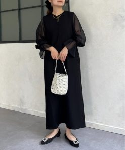 prose verse ドレス 「ON・OFF使える」シアーブラウスセットキーネックワンピース