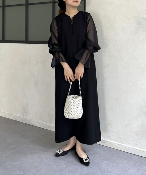 prose verse ドレス 「ON・OFF使える」シアーブラウスセットキーネックワンピース - 画像 (4)