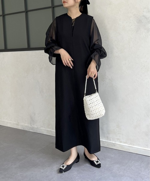 prose verse ドレス 「ON・OFF使える」シアーブラウスセットキーネックワンピース - 画像 (5)