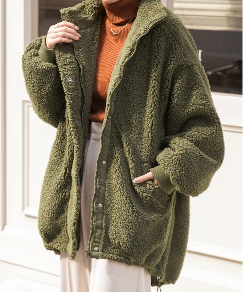 ad thie ブルゾン アウター スタンドカラー モンスターボアジャケット レディース - 画像 (5)