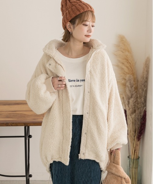 ad thie ブルゾン アウター スタンドカラー モンスターボアジャケット レディース - 画像 (7)